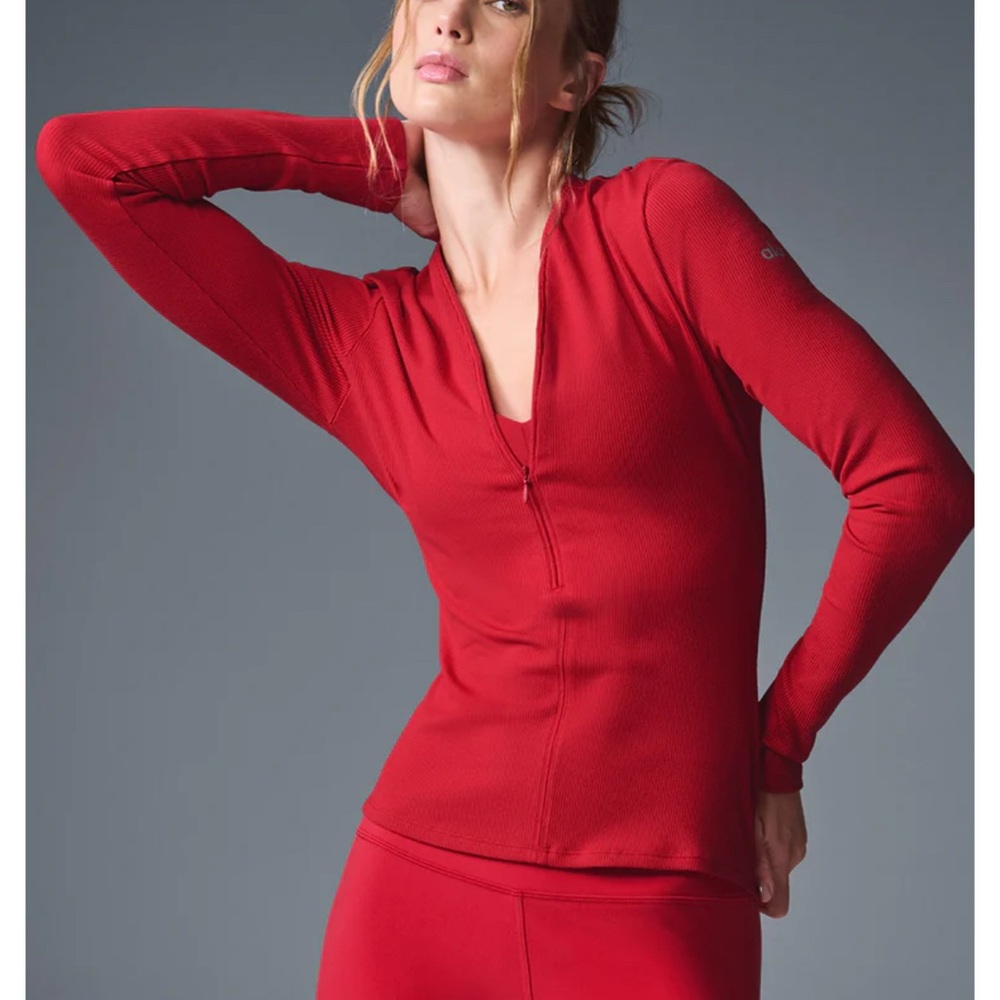 ALO Ribbed Mesmerize Long Sleeve Red